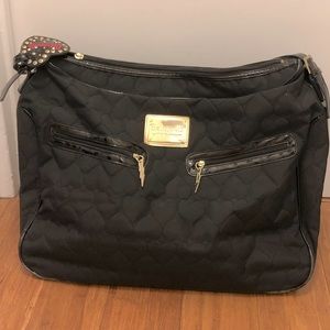 Betsey Johnson Black Quilted Heart Weekender Bag